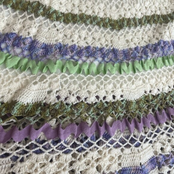CYNTHIA STEFFE CROCHET SKIRT SZ S BOHEMIAN COTTON TAN LILAC GREEN VERSATILE CHIC - Picture 14 of 16